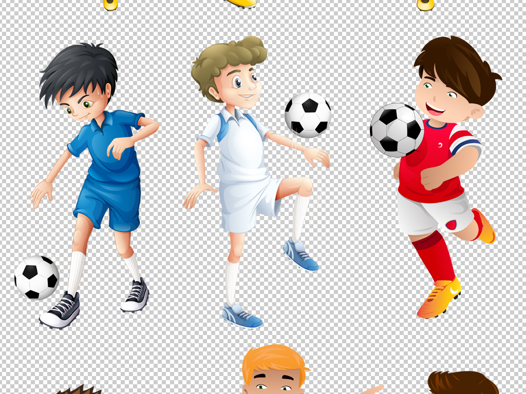 卡通男孩足球小子素材png