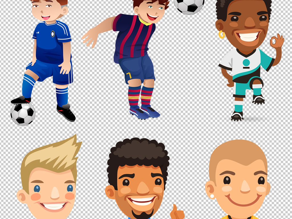 卡通男孩足球小子素材png