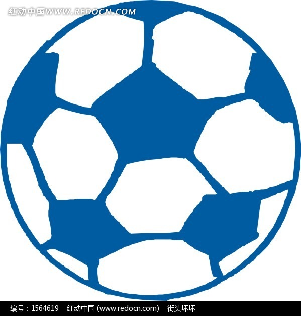 蓝白足球 体育用品 卡通画 插画 手绘 矢量素材  生活百科