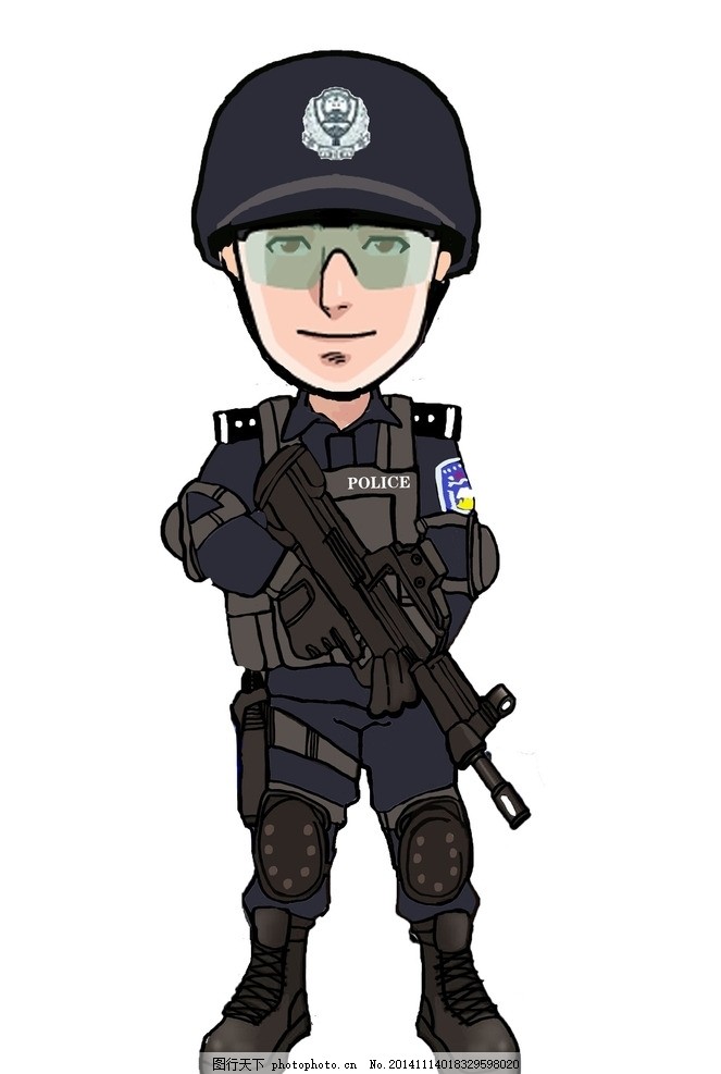 卡通警察 卡通武警 人物 警察 武装 押运 设计 动漫动画 动漫人物 96