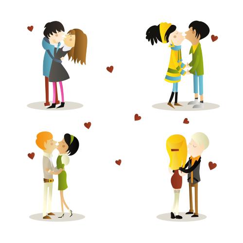 淘图网 矢量素材 矢量人物 新人情侣 卡通男女接吻