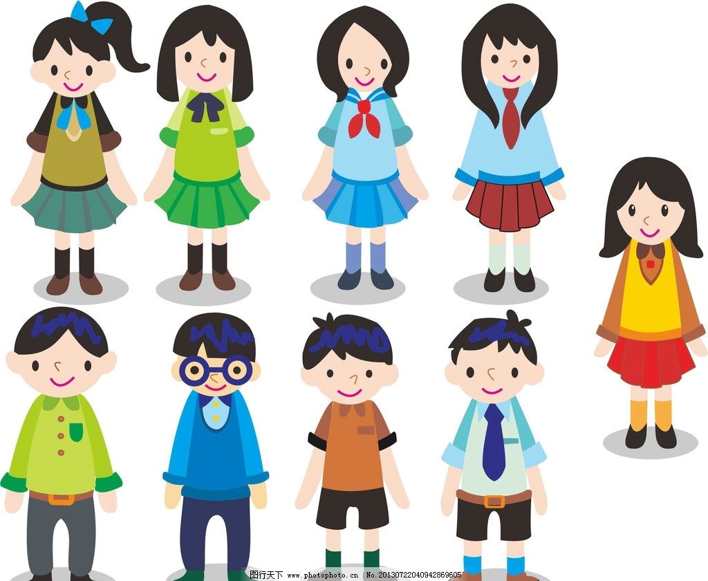 卡通人物 卡通小学生图片