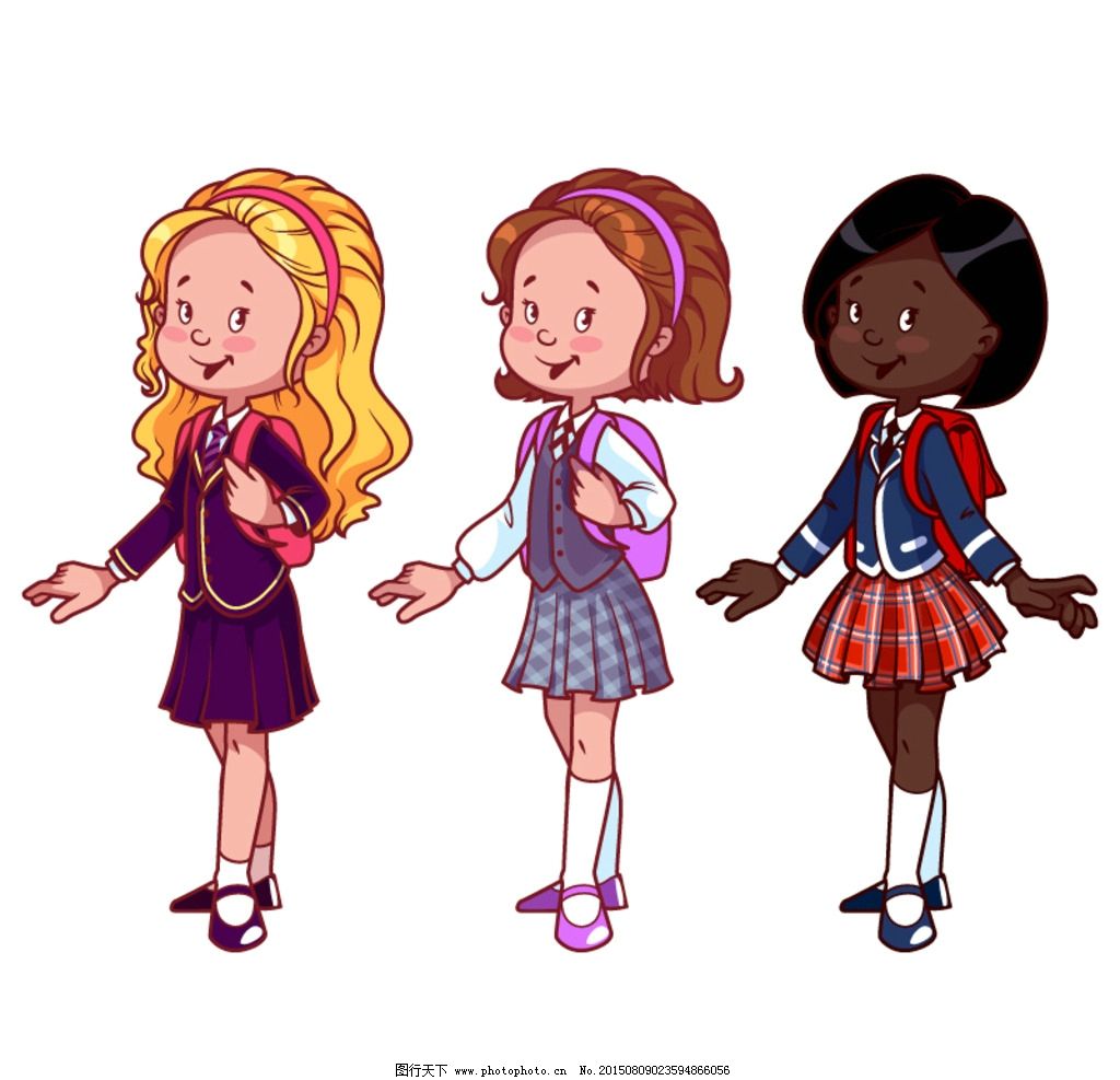 卡通女学生图片_儿童幼儿_人物图库_图行天下图库