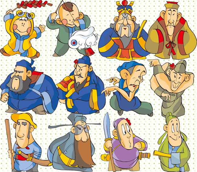 古代卡通人物 小孩 玩耍 老者 商人 将军 官吏 书生 老爷 太爷 师爷