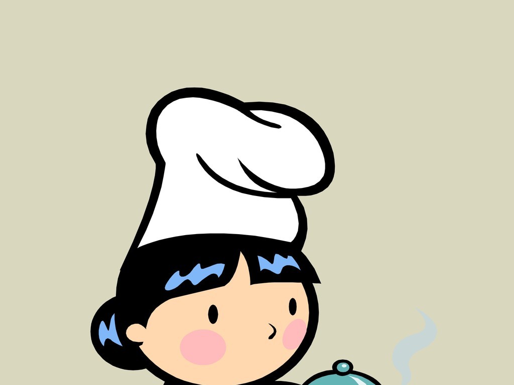 手绘卡通人物简笔插画儿童小女孩厨师