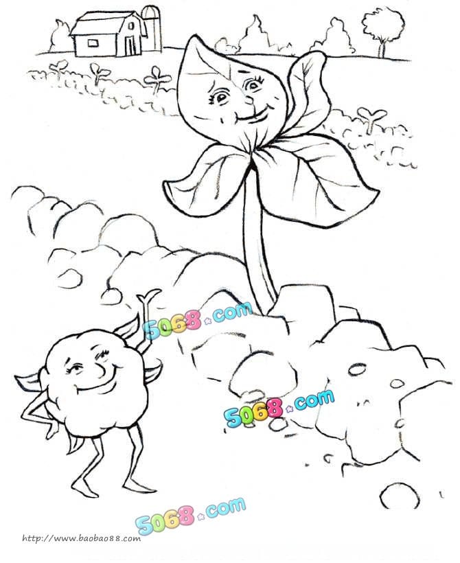 卡通植物简笔画大全-可爱的棉花