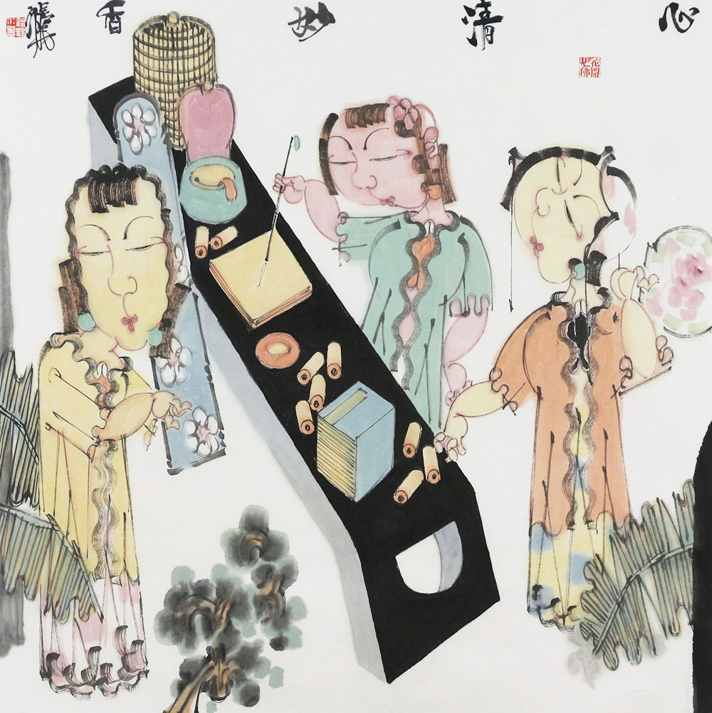 作品赏析: 中国人物画十分注重写意的表达,艺术家们笔下人物各种类型