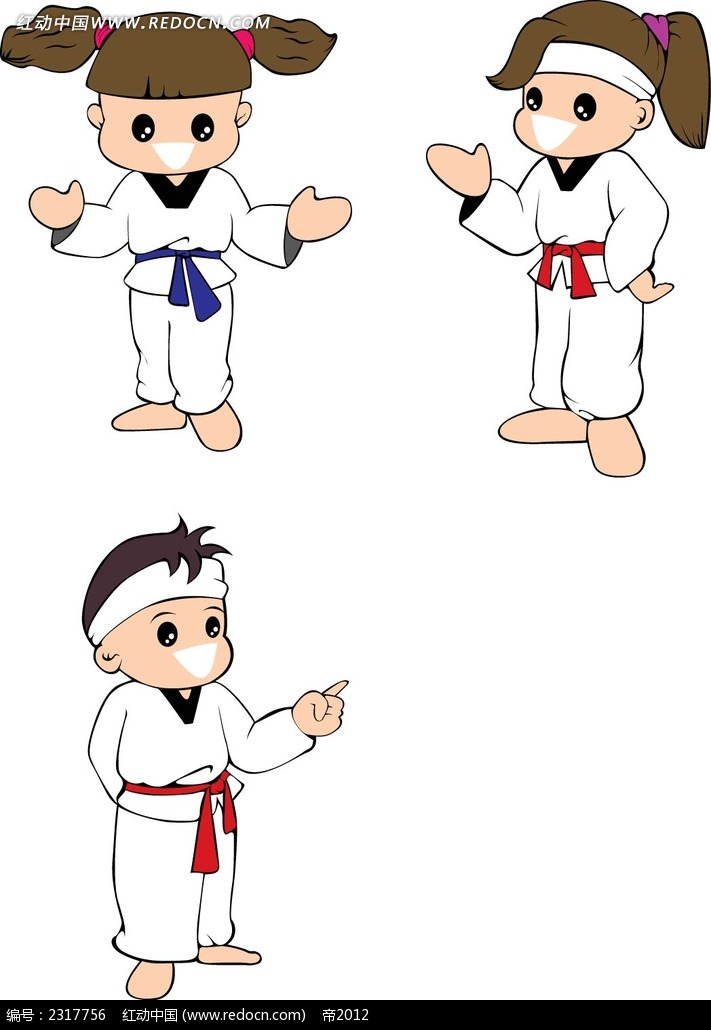 跆拳道小孩子卡通漫画