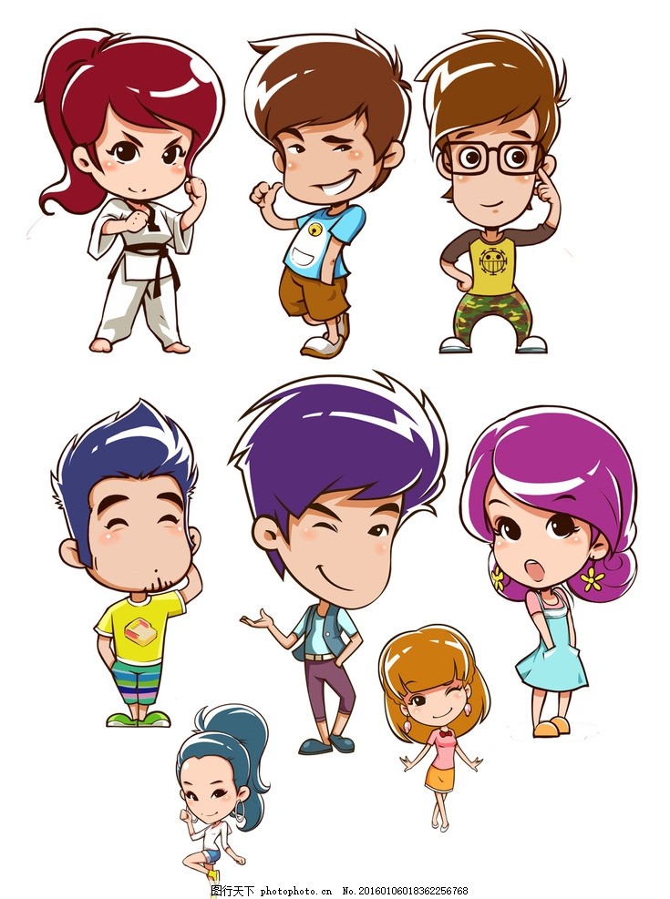 爱情公寓卡通人物 卡通人物 矢量人物 漫画人物 q版 漫画 跆拳道 卡通