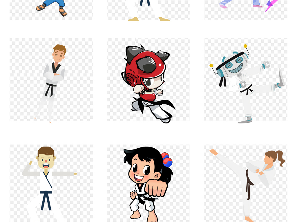 卡通背景字体跆拳道背景人物卡通