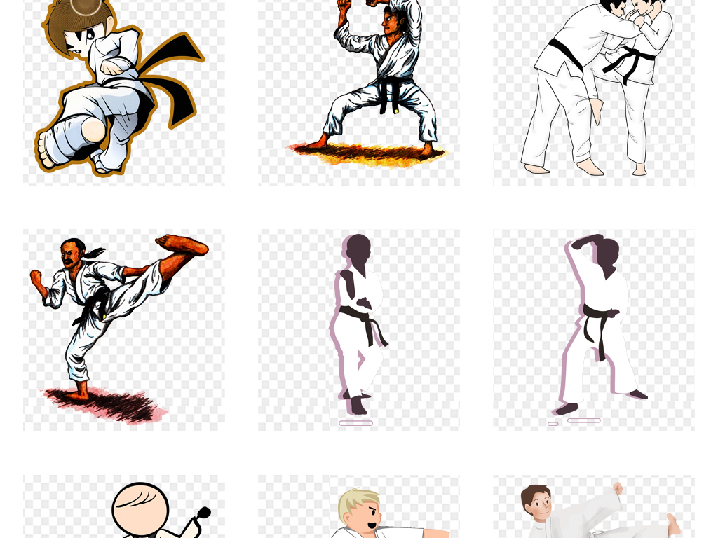 卡通背景字体跆拳道背景人物卡通