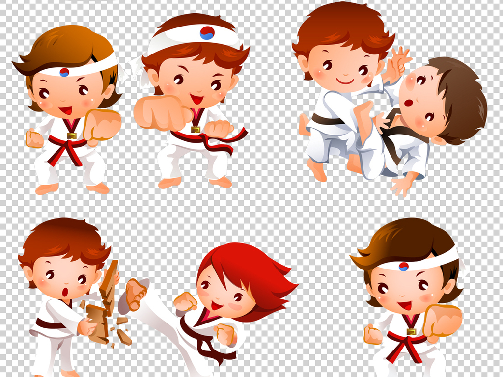 跆拳道柔道卡通人物png透明背景素材