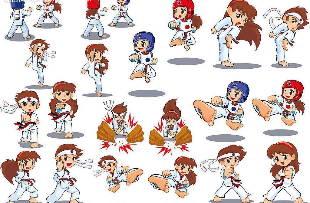 体育运动卡通人物 跆拳道图片
