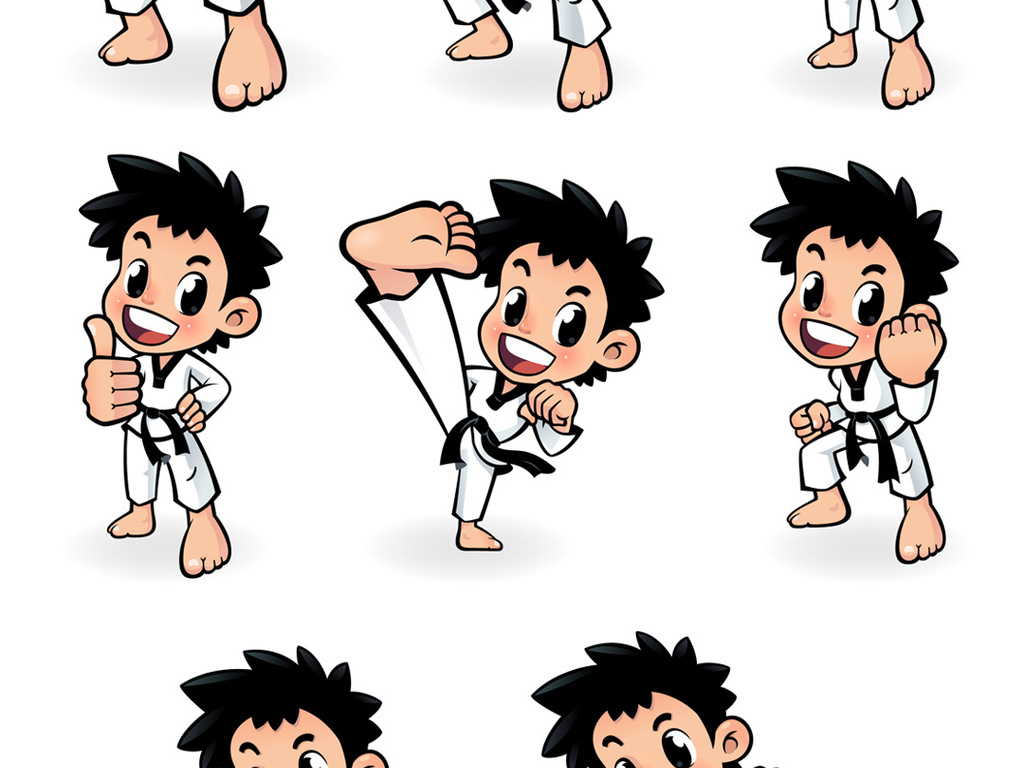 跆拳道人物卡通矢量设计素材