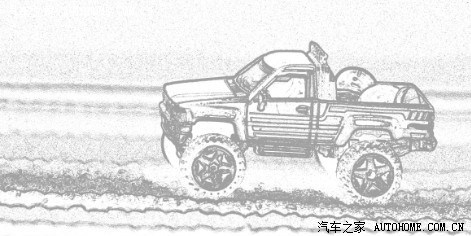 一辆丰田pickup皮卡行驶在沙漠