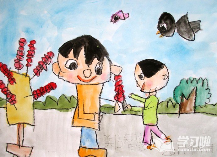 水粉画人物儿童简单图片素材