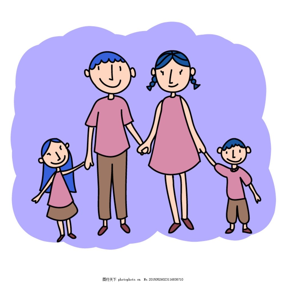 卡通四口之家矢量素材