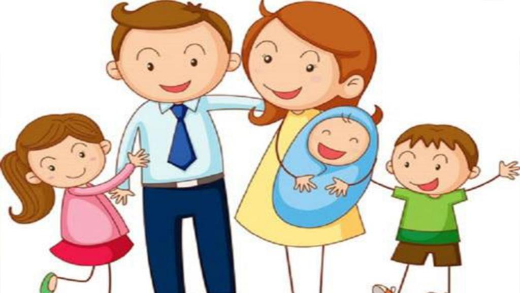 幸福一家四口可爱卡通图片