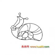 简笔画：戴花的蜗牛