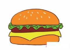 简单漂亮汉堡简笔画涂颜色 汉堡包的画法手绘