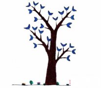 一组春天大树的画法涂色简笔画教程