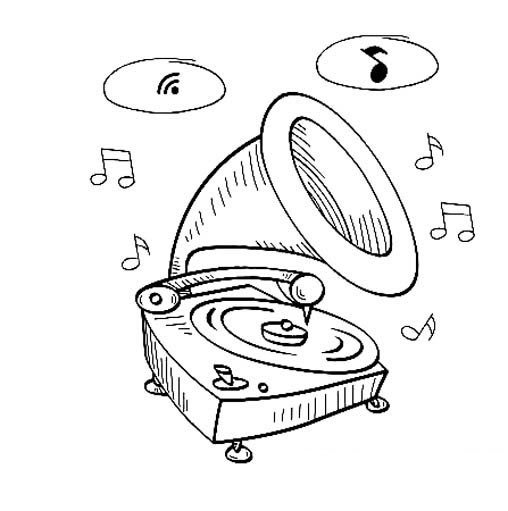 老式留声机卡通简笔画