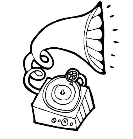 老式留声机卡通简笔画