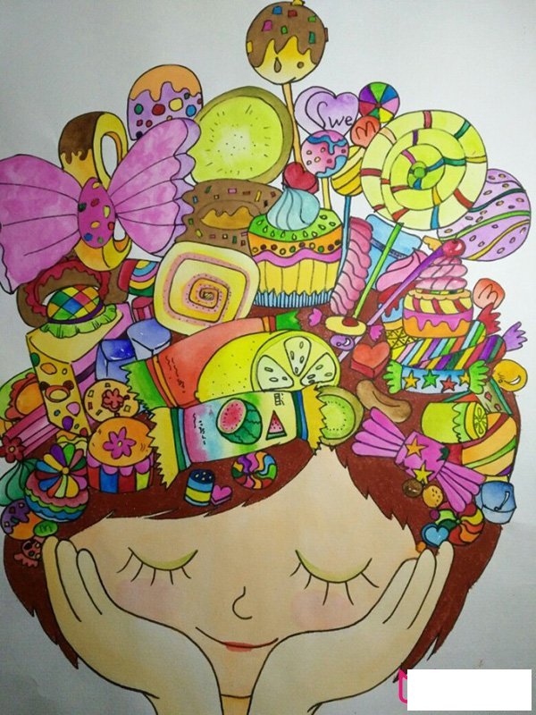 好看的儿童画，小姑娘儿童画图片