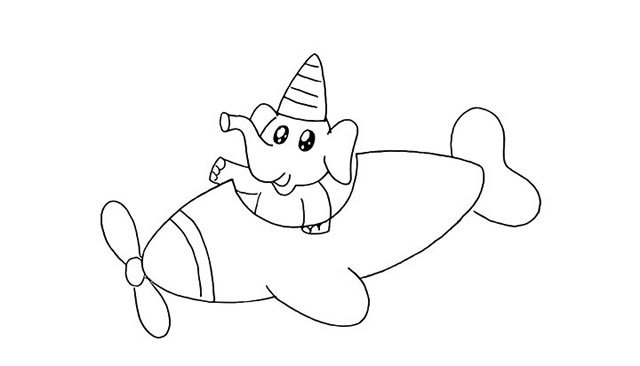 开飞机的小象简笔画