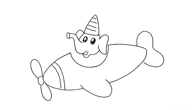 开飞机的小象简笔画