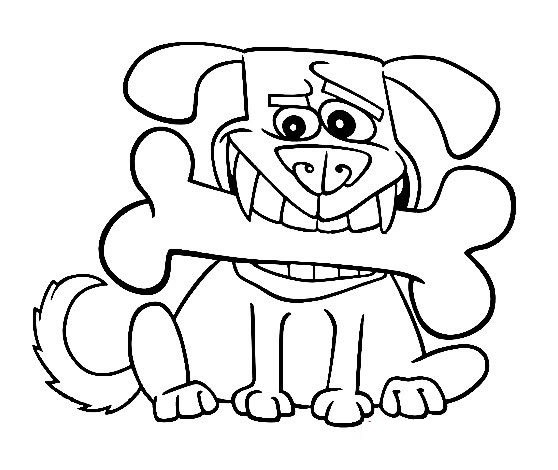 含骨头的狗卡通简笔画