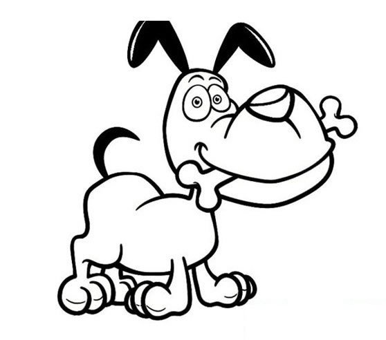 含骨头的狗卡通简笔画