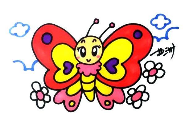 卡通蝴蝶简笔画的彩色画