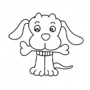 小狗吃骨头简笔画图片