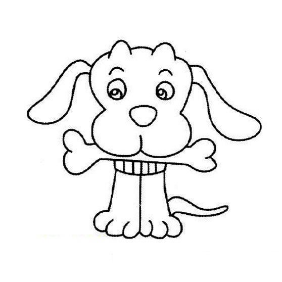 含骨头的狗卡通简笔画