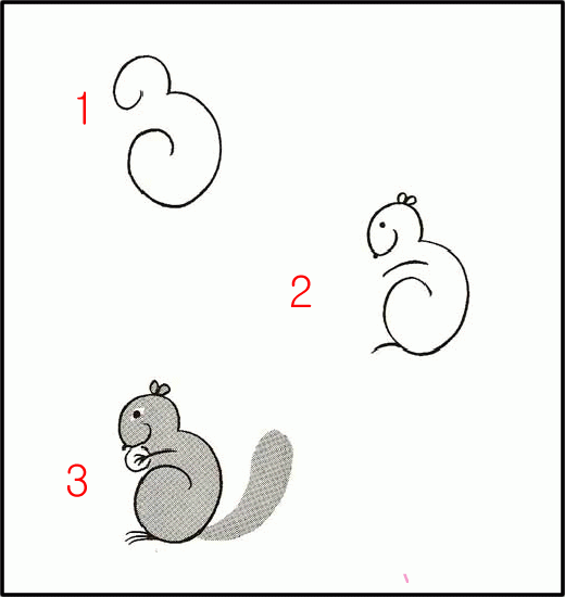 松鼠简笔画画法步骤:如何画松鼠