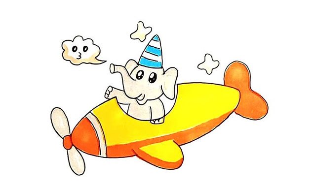 开飞机的小象简笔画