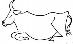 趴着睡觉的牛简笔画