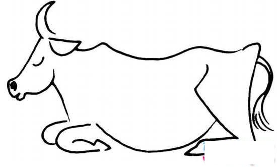 趴着睡觉的牛简笔画
