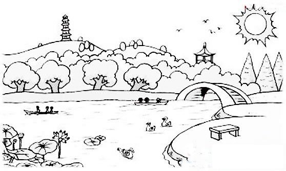 公园风景简笔画图片