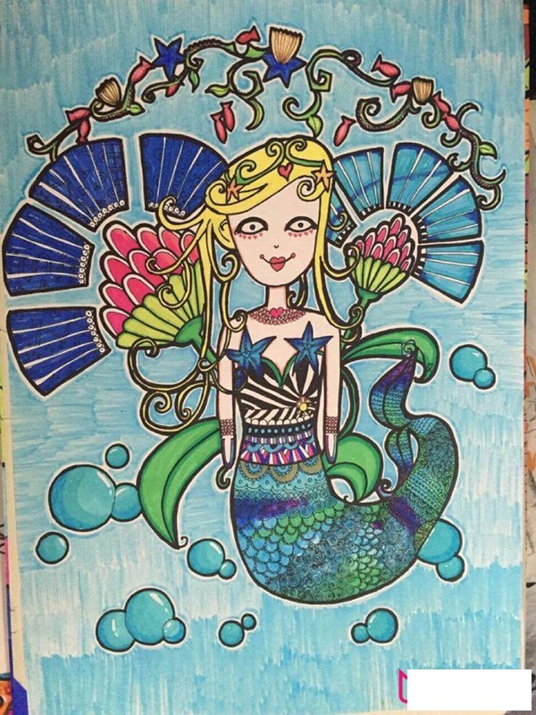 美人鱼儿童画，水底公主儿童画图片