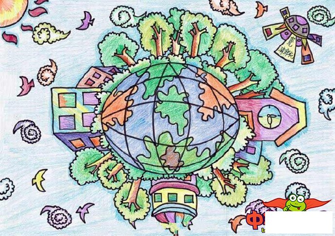 保护地球儿童画简单,幼儿保护地球绘画作品