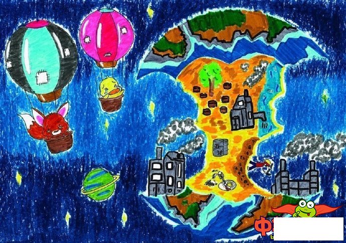 保护地球儿童画简单,幼儿保护地球绘画作品