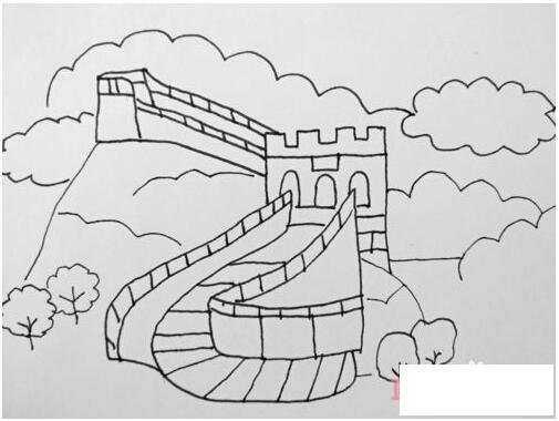 小学生简单万里长城的画法简笔画简单漂亮