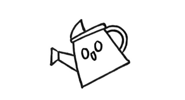 给土地里的树苗浇水简笔画