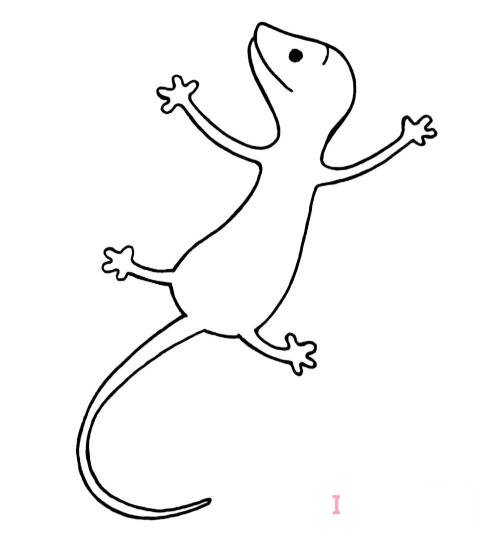 小壁虎简笔画画法涂色简单好看