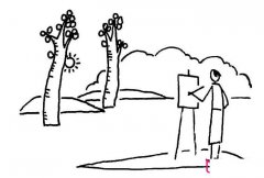 漂亮的风景简笔画图片,春天写生