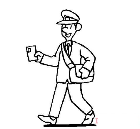 邮递员的画法步骤图 邮递员简笔画图片