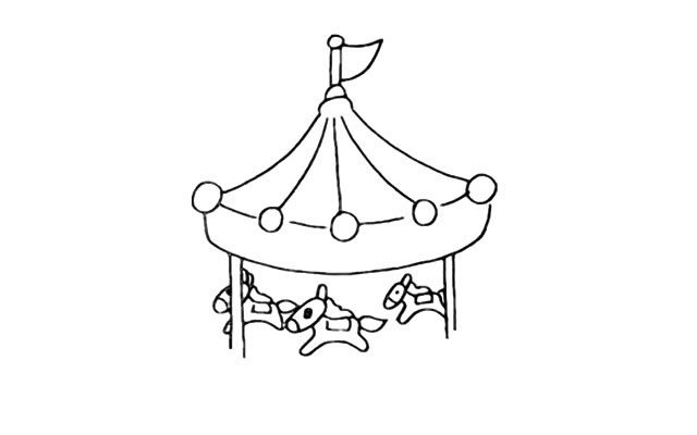 旋转木马简笔画