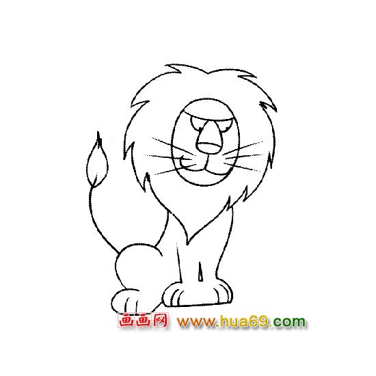 简笔画:坐在地上的狮子3